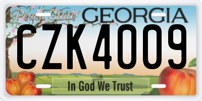 GA license plate CZK4009