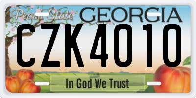 GA license plate CZK4010