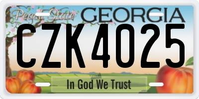 GA license plate CZK4025