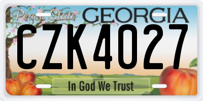 GA license plate CZK4027