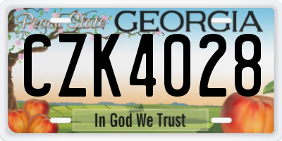 GA license plate CZK4028