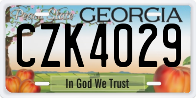 GA license plate CZK4029