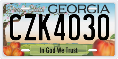 GA license plate CZK4030