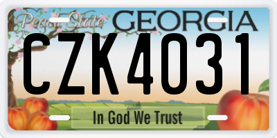 GA license plate CZK4031