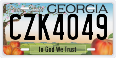 GA license plate CZK4049