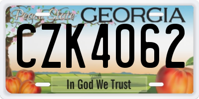 GA license plate CZK4062