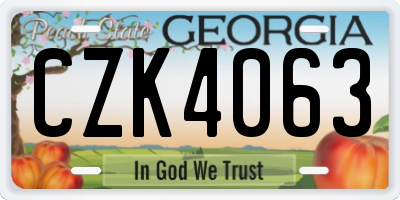 GA license plate CZK4063