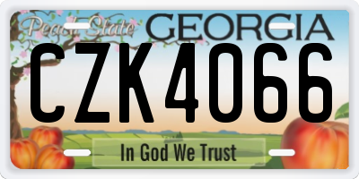 GA license plate CZK4066