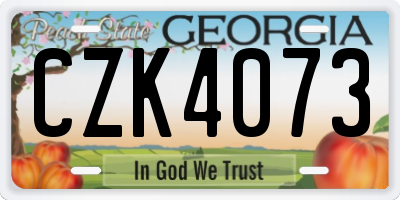 GA license plate CZK4073