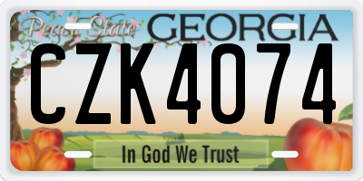 GA license plate CZK4074