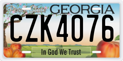 GA license plate CZK4076