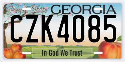 GA license plate CZK4085
