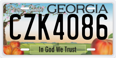 GA license plate CZK4086