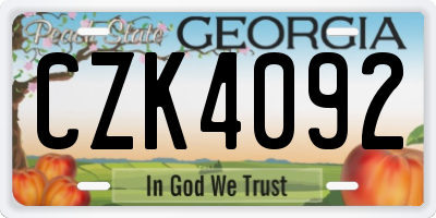 GA license plate CZK4092