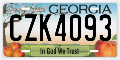 GA license plate CZK4093