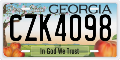GA license plate CZK4098