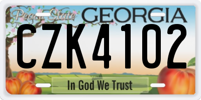 GA license plate CZK4102