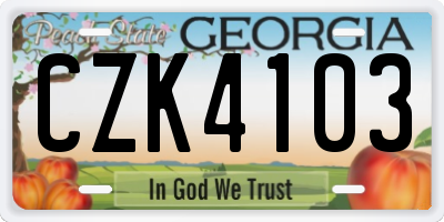GA license plate CZK4103