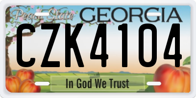 GA license plate CZK4104