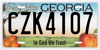 GA license plate CZK4107