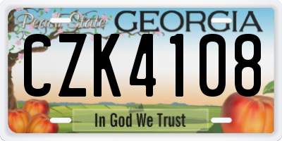 GA license plate CZK4108