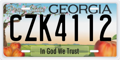 GA license plate CZK4112