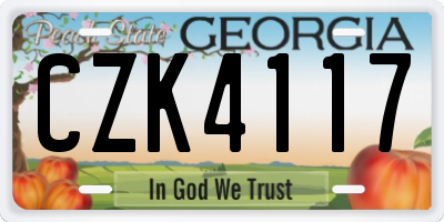 GA license plate CZK4117