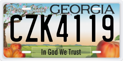 GA license plate CZK4119
