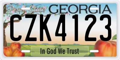 GA license plate CZK4123