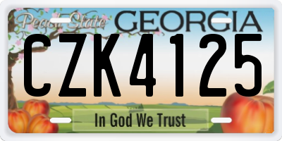 GA license plate CZK4125