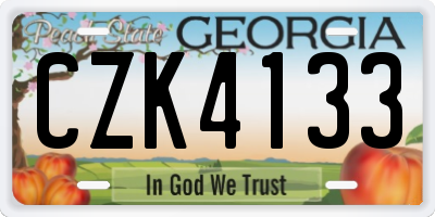 GA license plate CZK4133