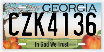 GA license plate CZK4136
