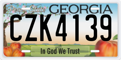GA license plate CZK4139