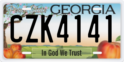 GA license plate CZK4141