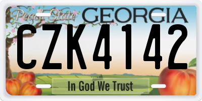 GA license plate CZK4142