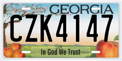 GA license plate CZK4147