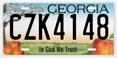GA license plate CZK4148
