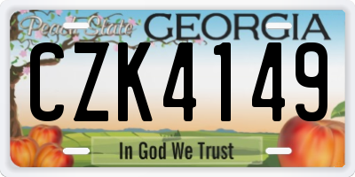 GA license plate CZK4149