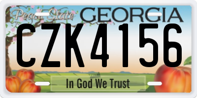 GA license plate CZK4156