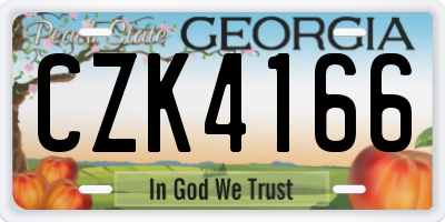 GA license plate CZK4166