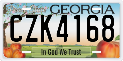GA license plate CZK4168