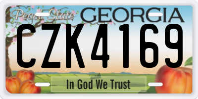 GA license plate CZK4169