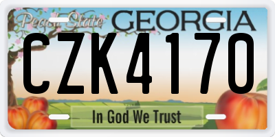 GA license plate CZK4170