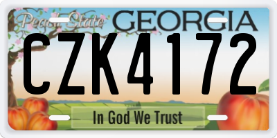 GA license plate CZK4172