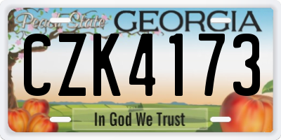 GA license plate CZK4173