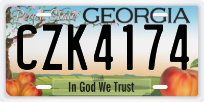 GA license plate CZK4174