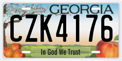 GA license plate CZK4176