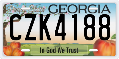 GA license plate CZK4188