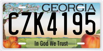 GA license plate CZK4195