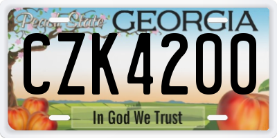 GA license plate CZK4200